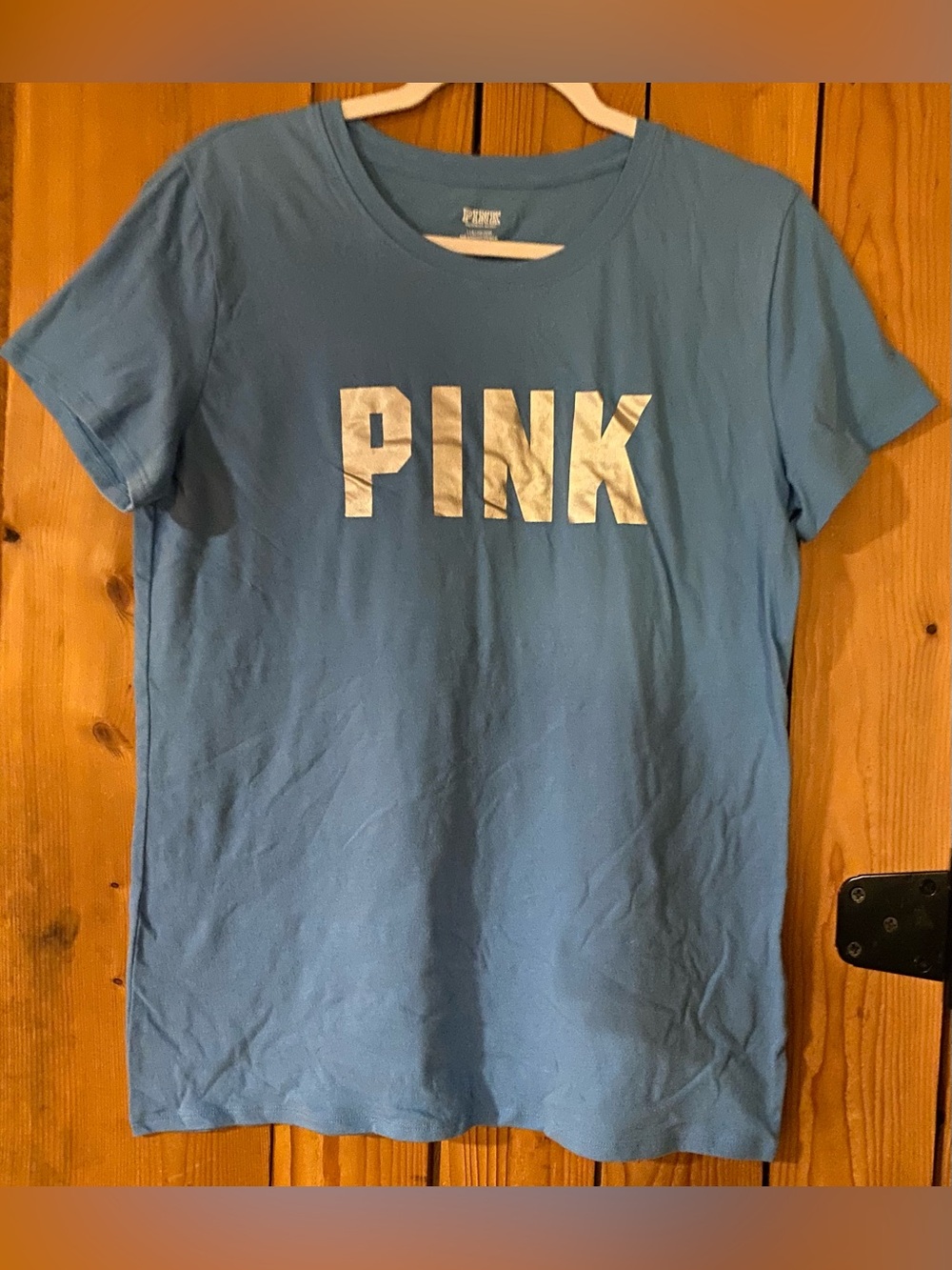 Victoria's Secret PINK Perfect Tee in Light Blue with Pink Logo